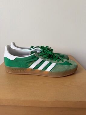 adidas Green & White Gazelle Suede Sneakers